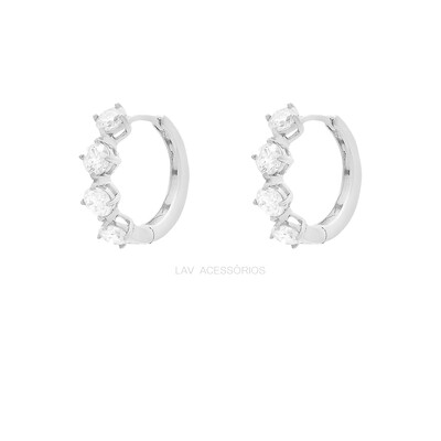 Foto Argolinha 18 mm Prata 925 4 Pontos de Luz Moissanite