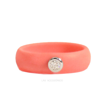 Foto Anel Coolest Color Ponto Moissanite 3mm - Coral