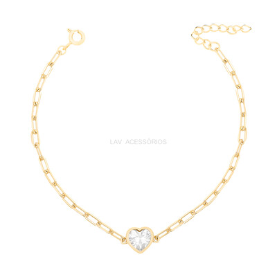 Foto Pulseira Prata 925 Corrente Cartier Coração Inglesa