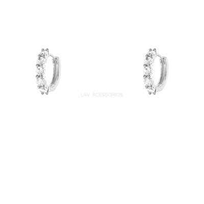 Foto Argolinha Prata 925 Pedras 3 mm Cristal
