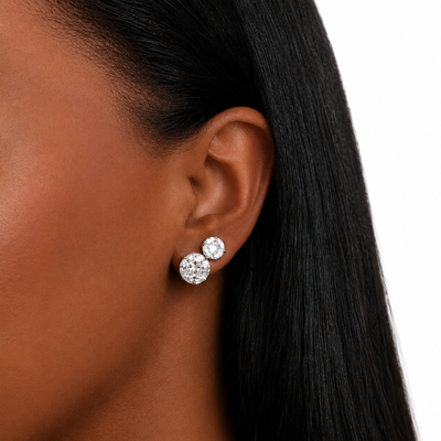 Foto Brinco Prata 925 Ponto Invisible Ilusion Moissanite 10 mm