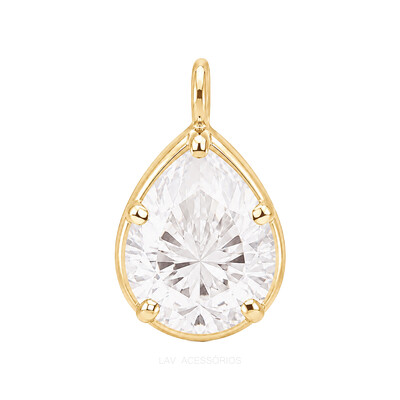 Foto Pingente Prata 925 Gotinha 8x10 Moissanite Ouro