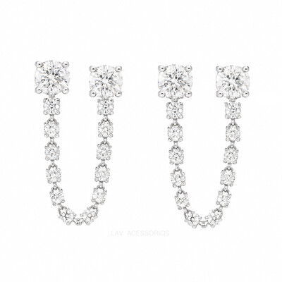 Foto Brinco Prata 925 Riviera Duplo 4 mm Moissanites