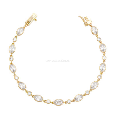Foto Pulseira Prata 925 Riviera Inglesa Bianca Shine Ouro