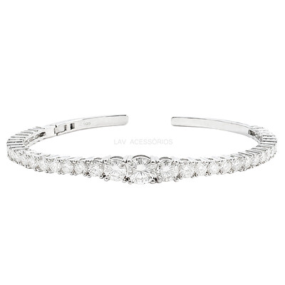 Foto Bracelete Prata 925 Riviera Degrade Moissanites
