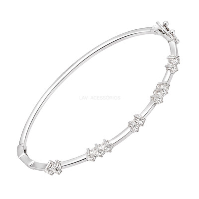 Foto Bracelete Prata 925 Pontos Espaçados Moissanite