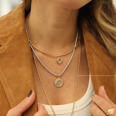 FotoColar Aro Trend Pingente Triangular Cristal Ouro
