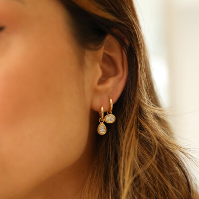 FotoArgolinha Prata 925 Pingente Gota Inglesa Moissanite Ouro