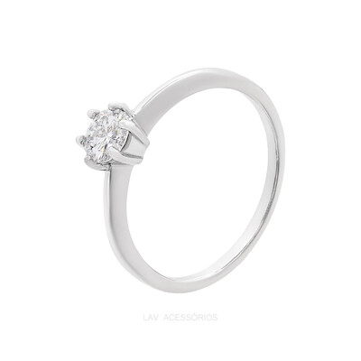 Foto Anel Prata 925 Solitário Moissanite 5 mm 6 Garras