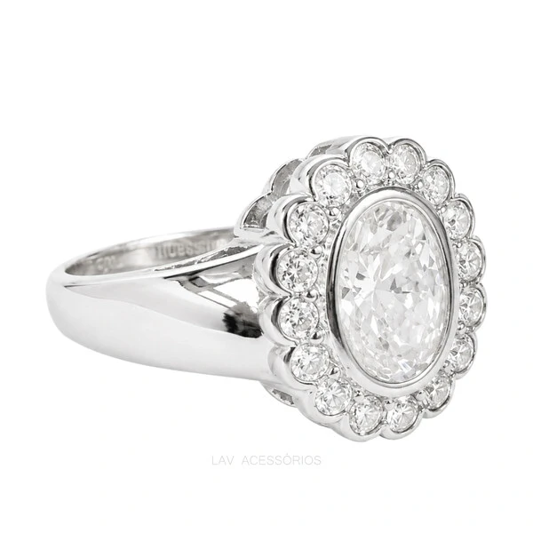 Anel Prata 925 Dedinho Vintage Kate Moissanite