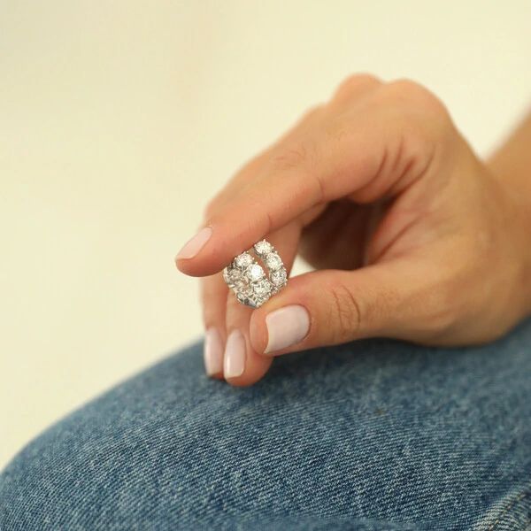 Argolinha Prata 925 Moissanite Cravejada 4,25 mm