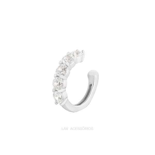 Piercing Fake Prata 925 Cravejado 3 mm