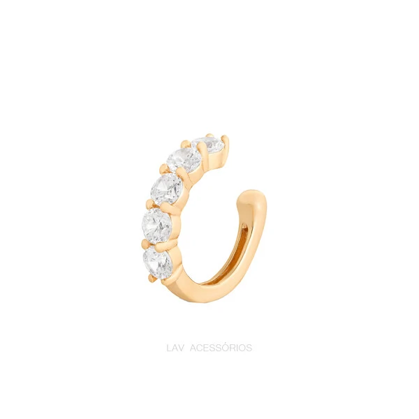 Piercing Fake Prata 925 Cravejado 3 mm Ouro