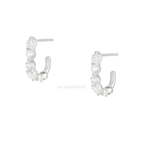Brinco Prata 925 Shine Hook Moissanite M