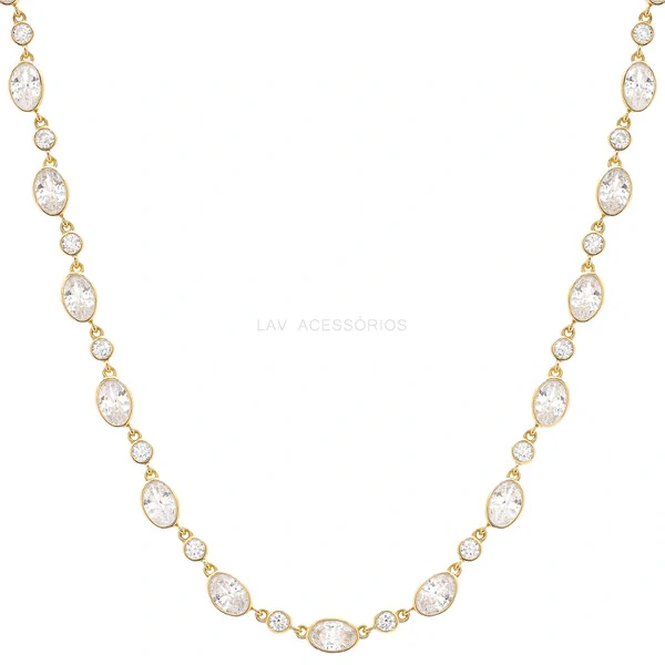 Colar Prata 925 Riviera Inglesa Bianca Shine Ouro