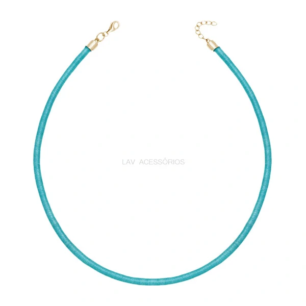Colar Fio de Seda - Verde Turquesa