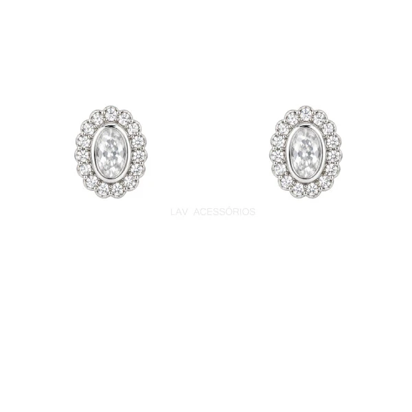 Brinco Prata 925 Vintage Kate Moissanite