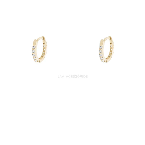 Argolinha Prata 925 Cravejada 1mm Ouro