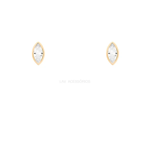 Brinco Prata 925 Navete Inglesa Ouro