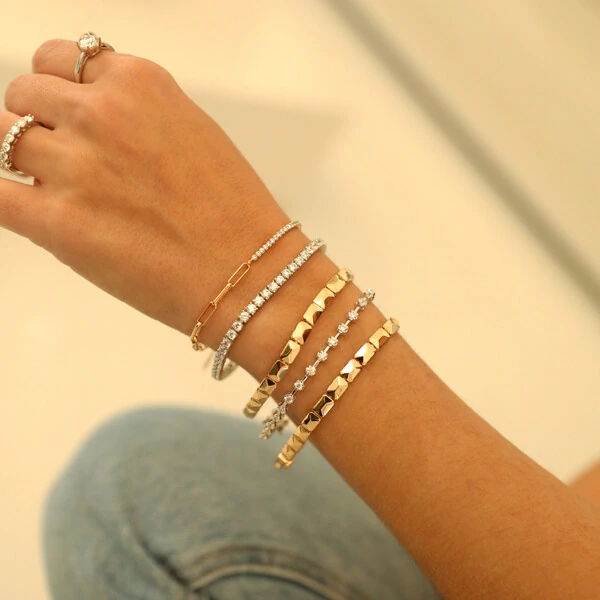 Pulseira Prata 925 Riviera New Baguetes Ouro