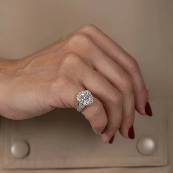 Anel Prata 925 Dedinho Vintage Kate Moissanite
