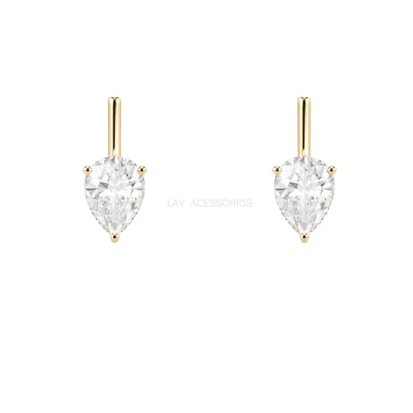Brinco Prata 925 Lança Gota Moissanite P