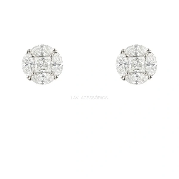 Brinco Prata 925 Ilusion Classic Moissanite 10 mm