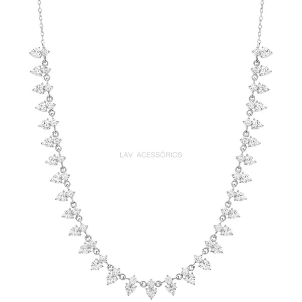 Colar Prata 925 Shine Gotinhas Ilusion Cristal