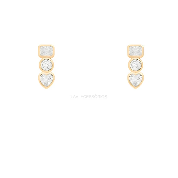 Brinco Prata 925 Formas Inglesa Ouro