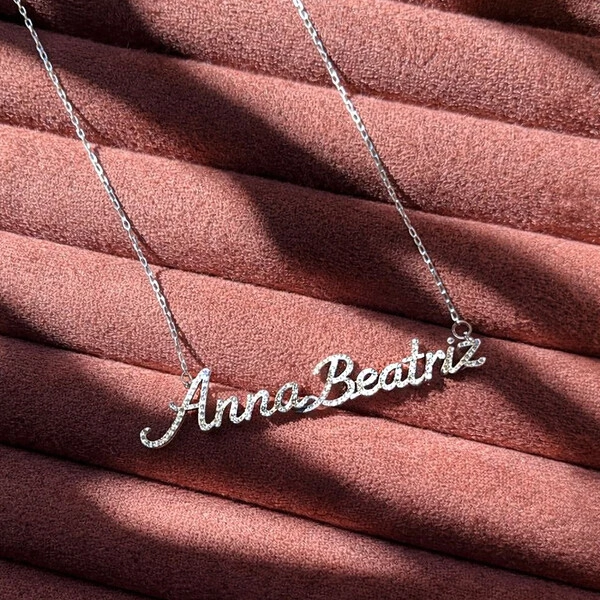 Colar Prata 925 Personalizado Nome Moissanite