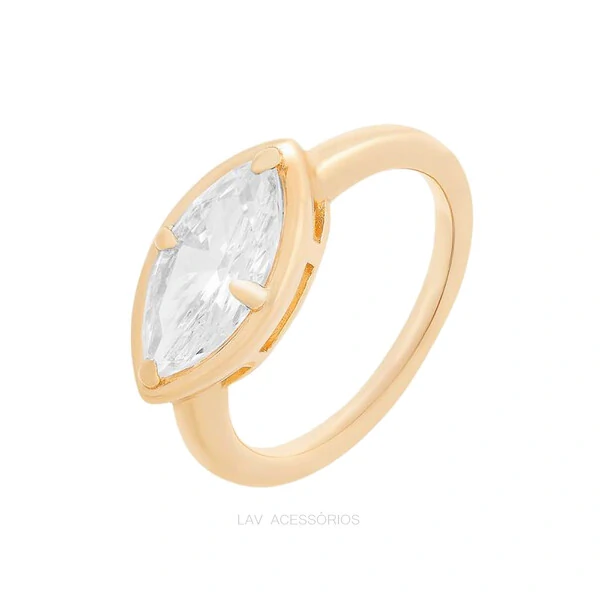 Anel Prata 925 Dedinho Navete Inglesa Ouro