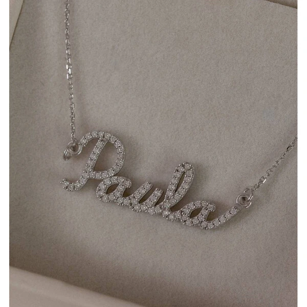 Colar Prata 925 Personalizado Nome Moissanite
