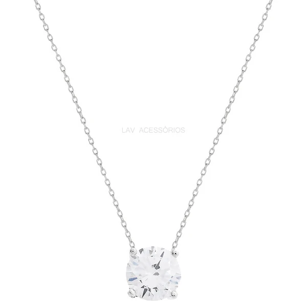 Colar Prata 925 Ponto de Luz Moissanite 10 mm