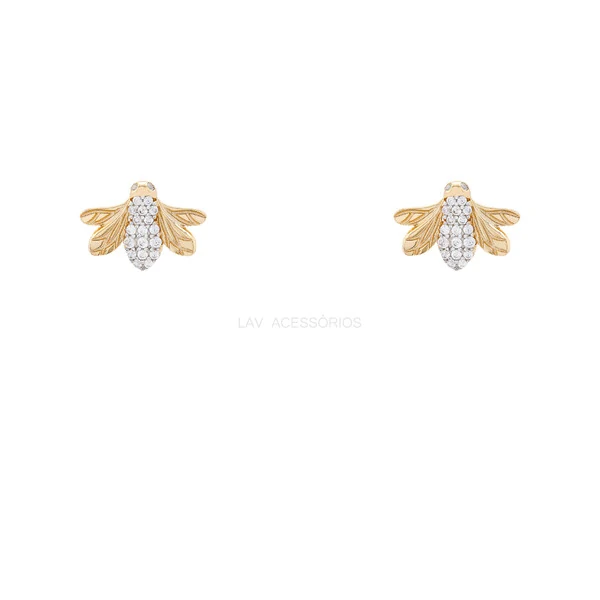 Brinco Prata 925 Bee Organic Ouro