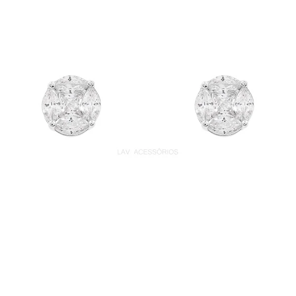 Brinco Prata 925 Ponto Ilusion Moissanite 9,5 mm