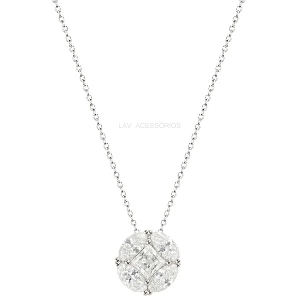 Colar Prata 925 Ilusion Classic Moissanite 10 mm