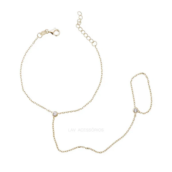 Pulseira de Mão Prata 925 Slim Moissanites
