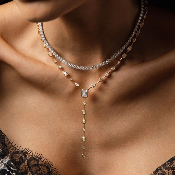 Colar Prata 925 Fio Faca Formato Y Cravação Inglesa