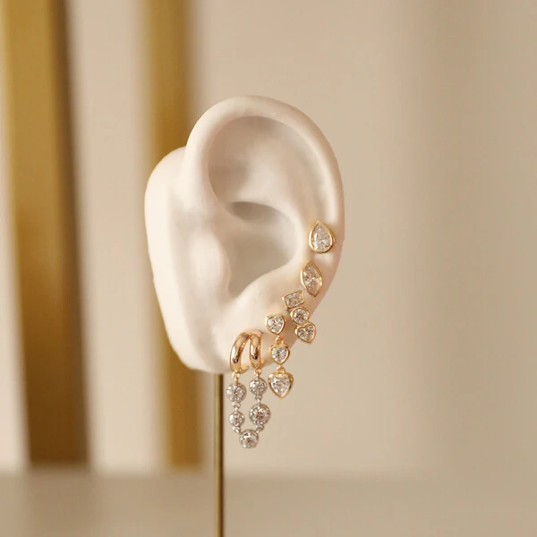 Brinco Prata 925 Formas Inglesa Ouro