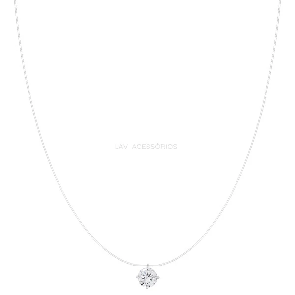 Colar Prata 925 Invisible Ponto de Luz Moissanite 6,5 mm