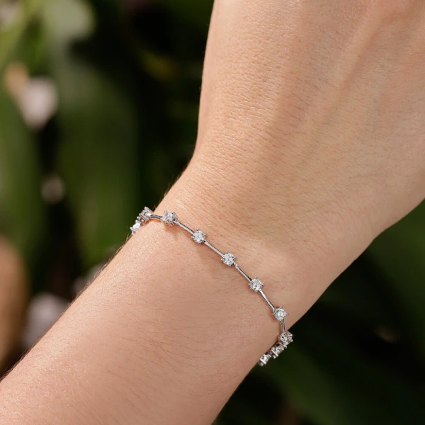 Pulseira Prata 925 Riviera Navete Fio Faca Zirconias 3 mm