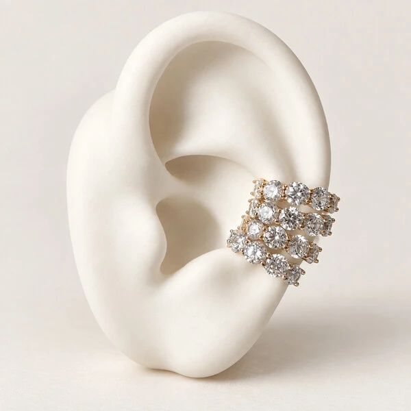 Piercing Fake Prata 925 Cravejado 4 mm Ouro