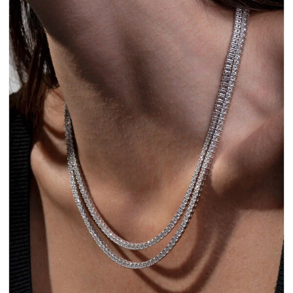 Colar Prata 925 Riviera 4 Garras Moissanites 2,5 mm - 45 cm