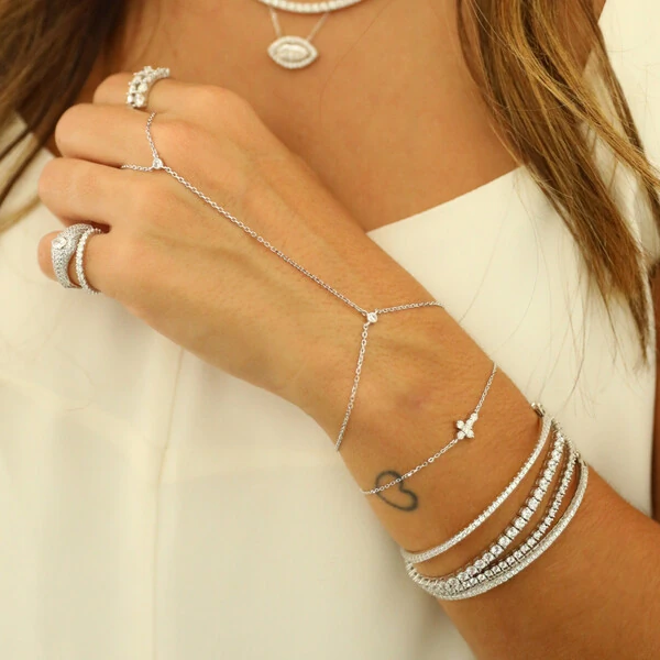 Pulseira Prata 925 Cruz Delicada Moissanite