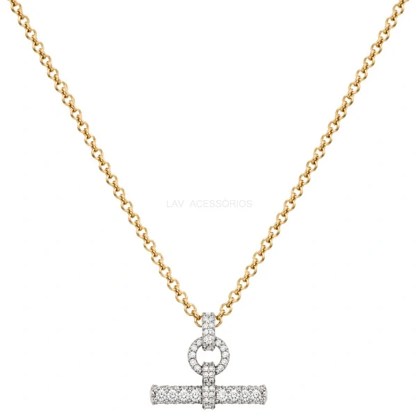 Colar Trend T-Bar Cravejado