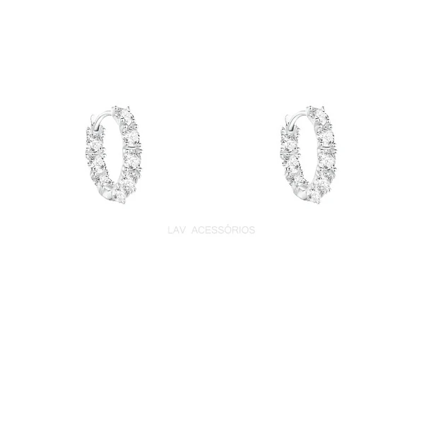 Argolinha Prata 925 Moissanite Cravejada 2.5 mm