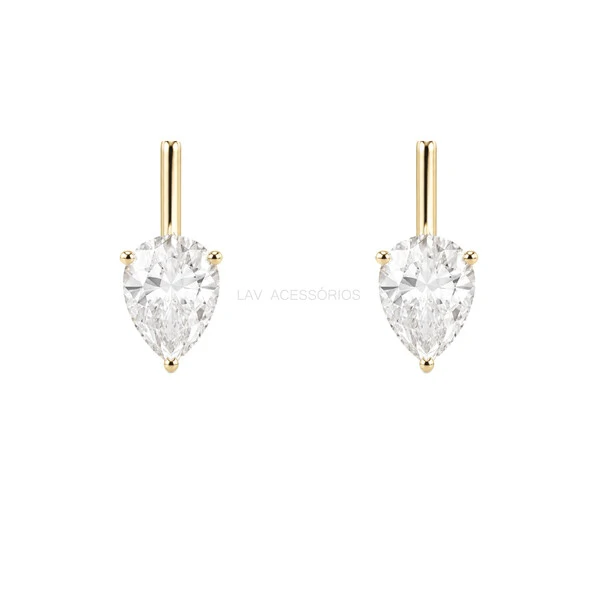 Brinco Prata 925 Lança Gota Moissanite M