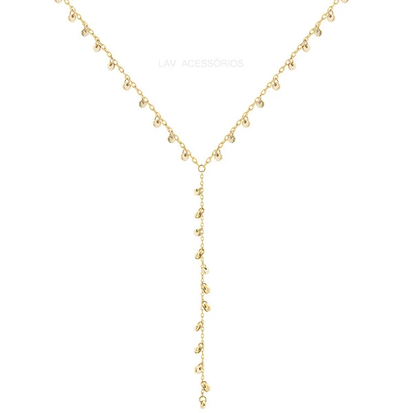 Colar Prata 925 Gravatinha Mini Medalhas Shine Ouro