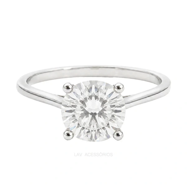 Anel Prata 925 Solitário 8 mm Moissanite