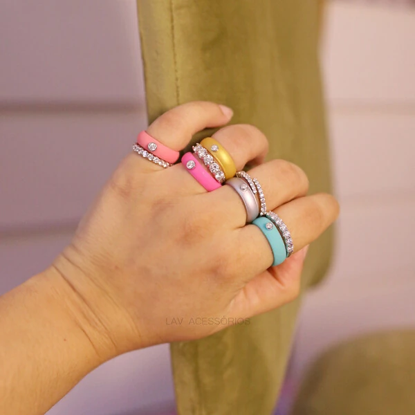 Anel Coolest Color Ponto Moissanite 2mm - Amarelo